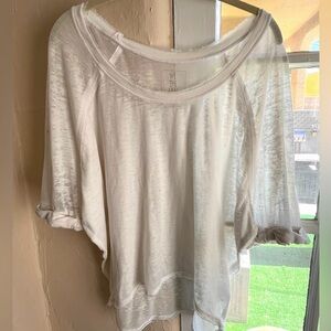 We The Free Loose, Wide Neck, Burnout Fabric T-shirt. Size S